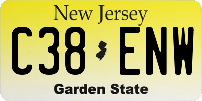 NJ license plate C38ENW