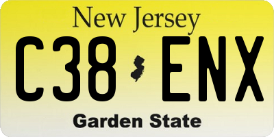 NJ license plate C38ENX