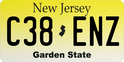 NJ license plate C38ENZ