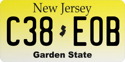 NJ license plate C38EOB