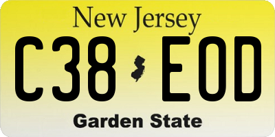 NJ license plate C38EOD