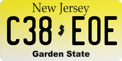 NJ license plate C38EOE
