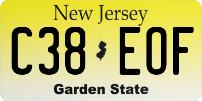 NJ license plate C38EOF