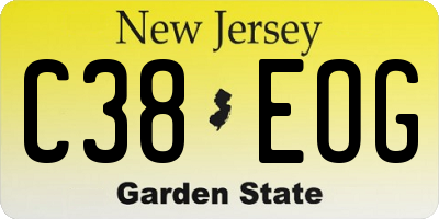NJ license plate C38EOG