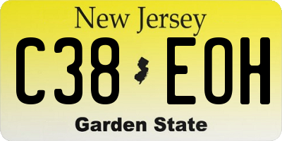 NJ license plate C38EOH