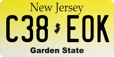 NJ license plate C38EOK