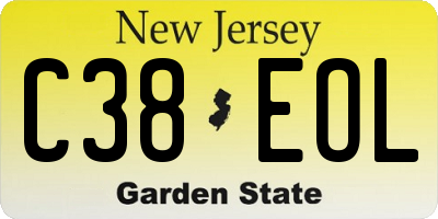 NJ license plate C38EOL