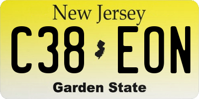 NJ license plate C38EON