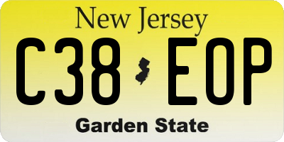 NJ license plate C38EOP