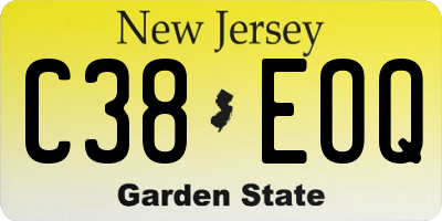 NJ license plate C38EOQ