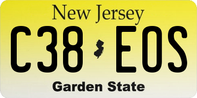 NJ license plate C38EOS