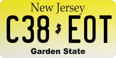 NJ license plate C38EOT
