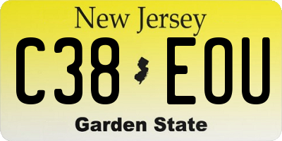 NJ license plate C38EOU