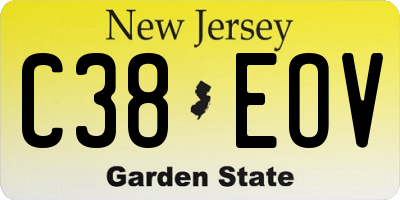 NJ license plate C38EOV
