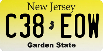 NJ license plate C38EOW