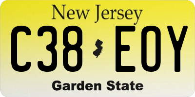 NJ license plate C38EOY