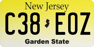 NJ license plate C38EOZ