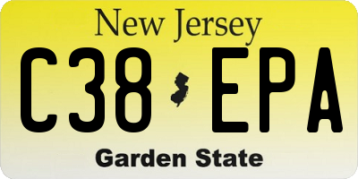 NJ license plate C38EPA