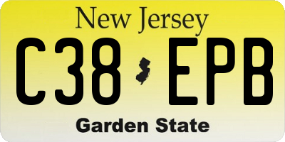 NJ license plate C38EPB