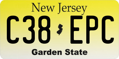 NJ license plate C38EPC