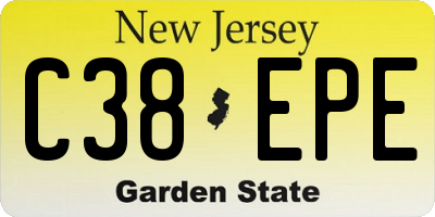 NJ license plate C38EPE