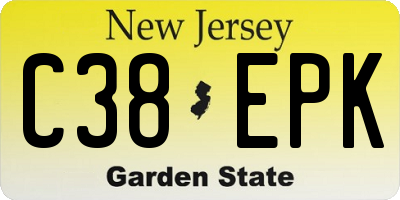 NJ license plate C38EPK