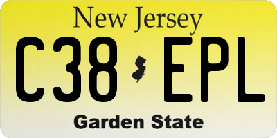 NJ license plate C38EPL