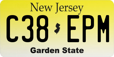 NJ license plate C38EPM