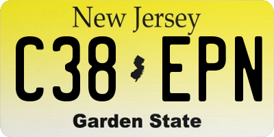NJ license plate C38EPN