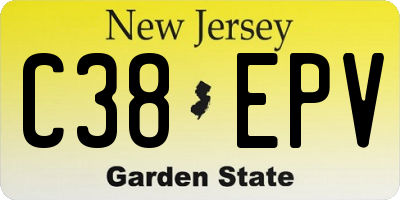 NJ license plate C38EPV