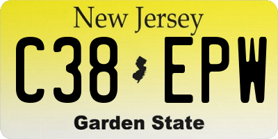 NJ license plate C38EPW