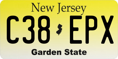 NJ license plate C38EPX