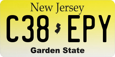 NJ license plate C38EPY