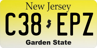 NJ license plate C38EPZ
