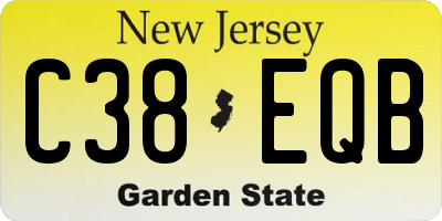 NJ license plate C38EQB
