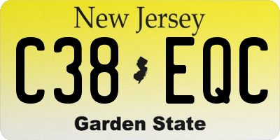 NJ license plate C38EQC