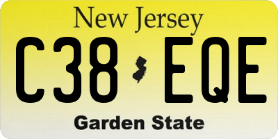 NJ license plate C38EQE