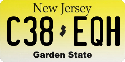 NJ license plate C38EQH