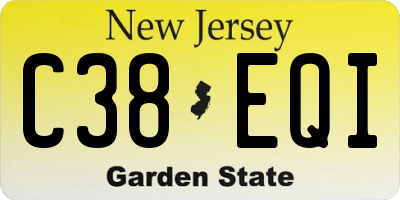 NJ license plate C38EQI