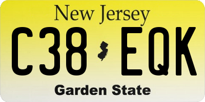 NJ license plate C38EQK