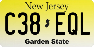NJ license plate C38EQL
