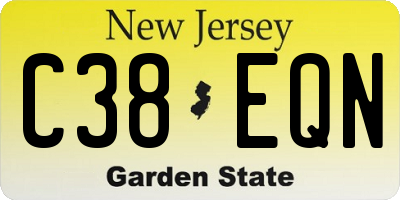 NJ license plate C38EQN