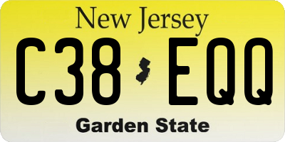 NJ license plate C38EQQ