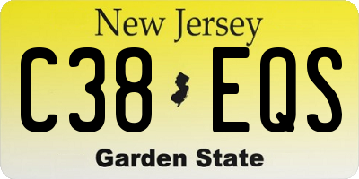 NJ license plate C38EQS