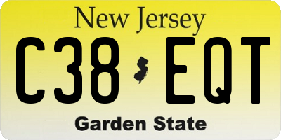NJ license plate C38EQT