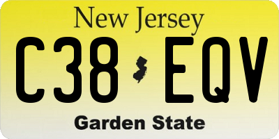 NJ license plate C38EQV