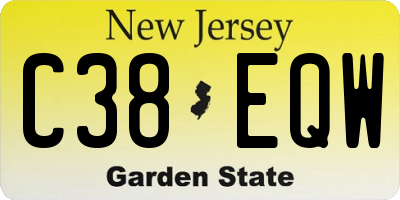 NJ license plate C38EQW