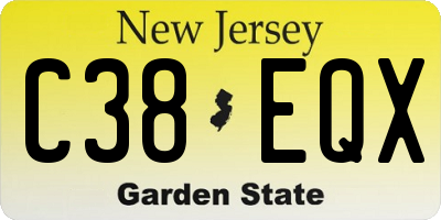 NJ license plate C38EQX