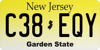 NJ license plate C38EQY