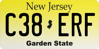 NJ license plate C38ERF